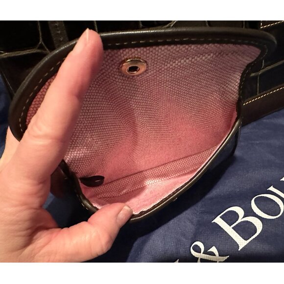 Dooney & Bourke Croc Embossed Double Strap Tassel Shoulder Bag Keychain Dust Bag - Picture 10 of 16